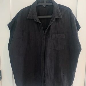 Madewell Women's Drapey Cotton Gauze Blouse, XL, Gray